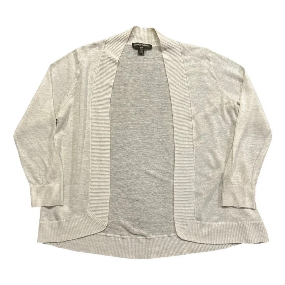Tommy Bahama Size Small Ivory/ Off White Lea Open 100% Linen Cardigan Open Front - Picture 3 of 8